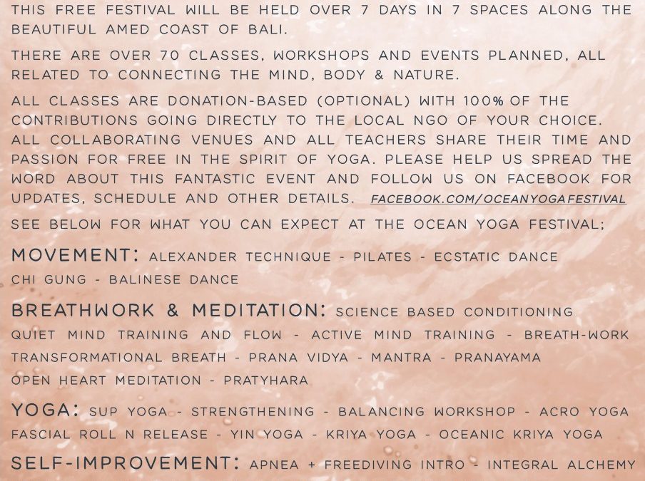 coming soon… Ocean Yoga Festival with schedule and info